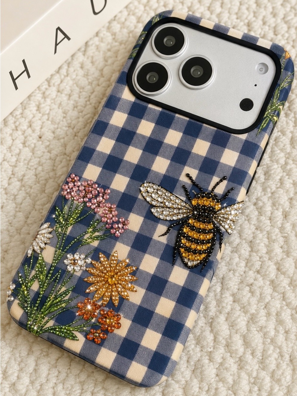 Custom iPhone Floral & Bee Crystal Case